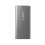 Husa Tip Carte Mirror Samsung Galaxy A51 Silver Cu Folie Sticla Upzz Glass Inclusa In Pachet