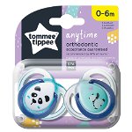 Set 2 suzete ortodontice din silicon Tommee Tippee Anytime 0-6 luni Green, Tommee Tippee