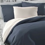 Lenjerie de pat din satin, Luxury Collection 2 pers., alb/gri, 240 x 220 cm, 2 buc. 70 x 90 cm, Kvalitex