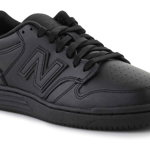 New Balance, Pantofi sport low cut din piele 480, Negru, 12