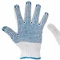 Manusi protectie Plover, standard EN420, degete si palma cu PVC - marime 9 - alb cu albastru, Protectia muncii PBS