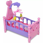 Pat de jucărie păpuși pentru camera de joacă a copiilor, roz + violet, Casa Practica