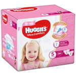 Scutece ultra comfort 5 pentru fetite 12-22 kg, 84 bucati, Huggies, Huggies