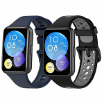 Set 2 curele pentru Huawei Watch Fit 2 bratara smartwatch din silicon negru-gri albastru