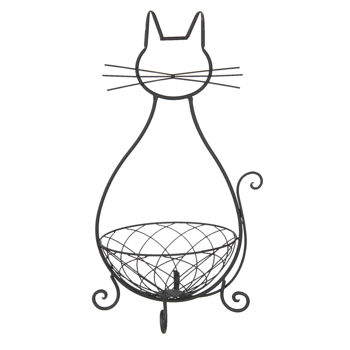 Pisica decorativa metal maro cu cos 31x25x55 cm, Decorer