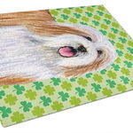 Caroline`s Treasures Barbă Collie St Patrick`s Day Shamrock Portret de sticlă de tăiere Bord mare Multi 12H x 16W, 