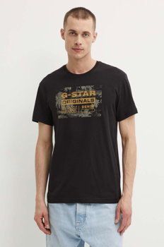 G-Star Raw tricou din bumbac barbati, culoarea negru, cu imprimeu, D24682-C506, G-Star Raw