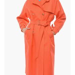 Max Mara Double-Breasted Egemone Coat With Belt And Flap Pockets Orange, Max Mara