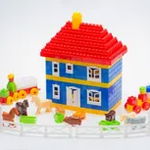 Set 292 piese, cuburi de constructie din plastic pentru copii, Ferma, 24 x 66 cm, Diplo