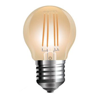 Bec cu filament LED, 4 W, 350 lm, 2200 K, soclu E27, lumina alb cald, forma G45