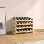 Suport sticle vin, lemn masiv, 65 x 29 x 46 cm, maro deschis