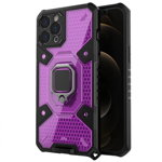 Husa Spate Upzz Techsuit Honeycomb Armor Cu Inel Metalic Compatibila Cu iPhone 11 Pro Max Mov, Upzz