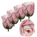Trandafir din sapun roz antic roz pal somon 5cm cu tija din plastic 5 set, Galeria Creativ