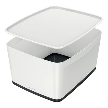 Cutie de depozitare din plastic alb-negru cu capac MyBox - Leitz