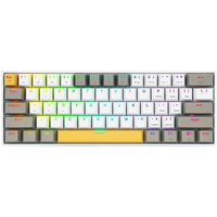 Tastatura Bluetooth si cu fir gaming mecanica Redragon Draconic Pro alba taste albe gri si galbene iluminare RGB