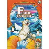 Carte de colorat A4 cu povesti si abtibilduri - Fram ursul polar, EUROBOOK