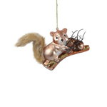 Glob Squirrel on acorn branch, Decoris, 5x11x9 cm, sticla, maro/auriu, Decoris