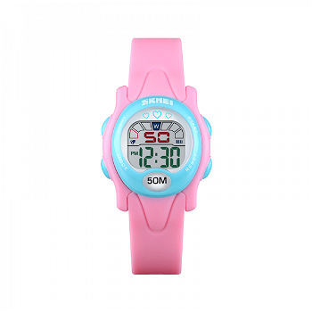 Ceas de copii sport SKMEI 1478 waterproof 5ATM cu alarma cronometru data si iluminare ecra roz, Skmei