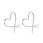 Cercei din argint Pearl Heart Hoops, EdenBoutique