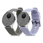 Set 2 curele kwmobile pentru Withings ScanWatch 42mm/Steel HR 40mm/ScanWatch Horizon, Silicon, Gri/Mov, 58993.03