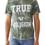 Imbracaminte Barbati True Religion Brand Jeans Flock Logo Short Sleeve Graphic Tee Balsam Green Tie Dye
