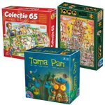 Pachet Family 3-în-1: Joc TomaPan + Colecție 65 jocuri + Puzzle 1000 piese Cartoon, Turnul din Pisa, 