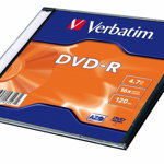DVD-R 4.7GB/120min/viteza 16x Single Layer cu carcasa „Matt Silver”, Verbatim 43547