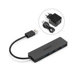 Hub Anker UltraSlim 4 porturi USB 3.0 negru + adaptor si cablu MicroUSB 60 cm