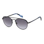 Fossil, Ochelari de soare aviator cu lentile uni, 55-18-145, Argintiu/Bleumarin