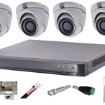 Sistem supraveghere video interior complet Hikvision 4 camere Turbo HD 5 MP 20 m IR accesorii incluse, cadou HDD 1tb, Hikvision