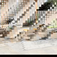 vidaXL Set canapele de grădină, 7 piese, cu perne, bej, poliratan, vidaXL