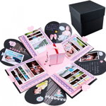 Cutie surpriza personalizata ZoneYan, carton, negru/roz, 42,5 x 42,5 cm
