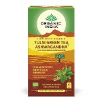 Ceai Adaptogen Tulsi Ashwagandha si Ceai Verde-Anxiolitic Organic India, bio, 25 plicuri, Organic India
