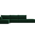 Coltar stanga 5 locuri, Kaelle, Micadoni Home, BL, fara cotiera, 364x171x85 cm, catifea, verde bottle, Micadoni Home