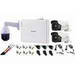 Kit supraveghere Hikvision 3 camere 1 Speed Dome TurboHD 2MP IR100m zoom25X, 2 camere 5MP ir40m full accesorii, Hikvision