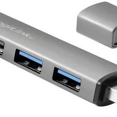 Hub USB 3.0, 3 porturi, aluminiu, 2x USB 3.0, 1x USB 2.0