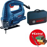 GST 700 Ferastrau vertical 500W + Set 5 panze lemn + Set 3 bureti slefuire + Geanta textil, Bosch