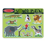 Puzzle de lemn cu sunete Animale de la Zoo, Melissa&Doug