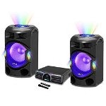 Sistem audio Akai DJ Dual Y3, Bluetooth, telecomanda, efecte de lumina LED, 400 W RMS, Akai