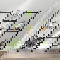 vidaXL Suport pentru flori cu roți, 83x25x83,5 cm, negru, fier, vidaXL