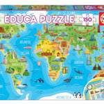 Puzzle cu 150 de piese - Harta lumii cu monumente, 9514