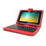 Husa tableta model X cu tastatura MRG L-405, MicroUSB, 10 inch, Rosu C405, 