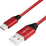 Cablu LogiLink USB 2.0 Logilink Cu0148 Usb A - Usb-c, M/m, Roșu, 1m, LogiLink