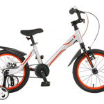 Bicicleta Copii 5-7 ani, Roti 18 Inch, Cadru Aluminiu, Mars M1801C, Gri cu Design Alb