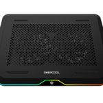 Cooler laptop DeepCool N80, pana la 17.3", Iluminare RGB, Negru