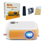 Videoproiector portabil, FULL HD, cu LED-uri, 1800 lumeni, mini proiector, 2000:1, Galben/Alb, Tenq.ro