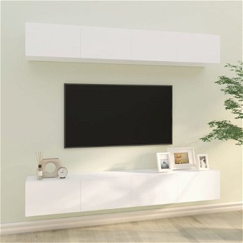 Dulapuri TV de perete, 4 buc., alb, 100x30x30 cm