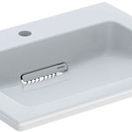 Lavoar pe mobilier Geberit One Slim 60 cm alb cu orificiu baterie si scurgere speciala