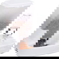 Hranitor automat pisici si caini, Cu sticla, Plastic, Alb, 34.5 x 27.5 x 34 cm, 