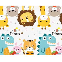 Covor de joaca Luka, doua fete, animale/alfabet, 179x198x1cm